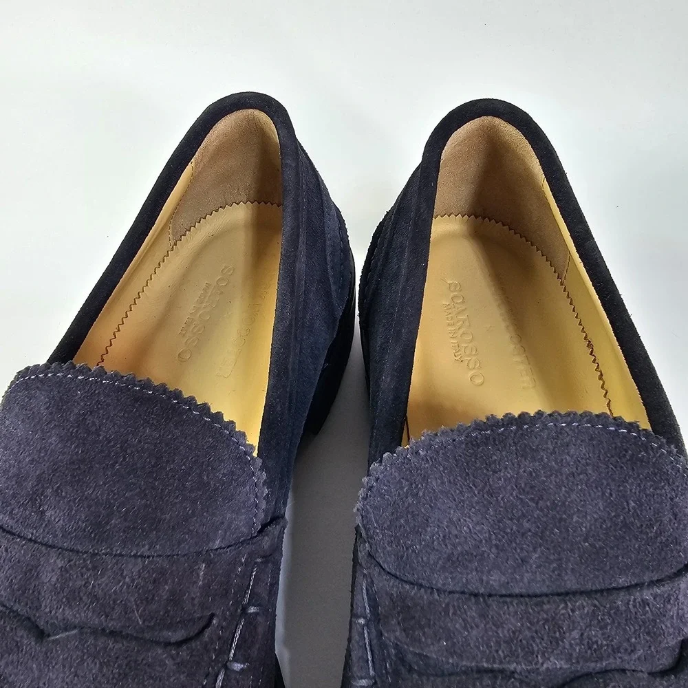 Scarosso Nick Wooster Chunky Loafers Men 13 46 Navy Suede Vibram Lug Soles Italy